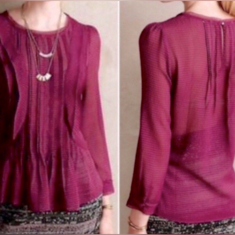 Anthropologie HD Paris blouse Thistleberry sheer